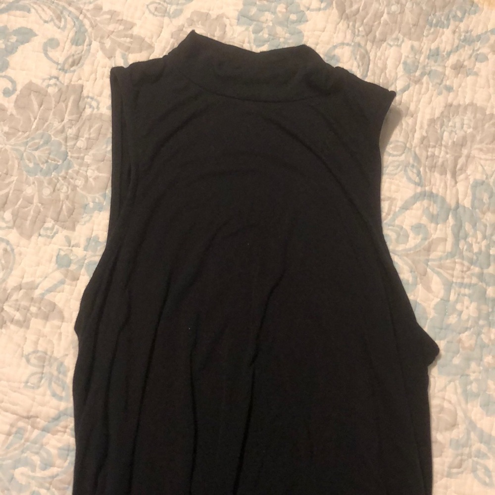 high collar black tank top